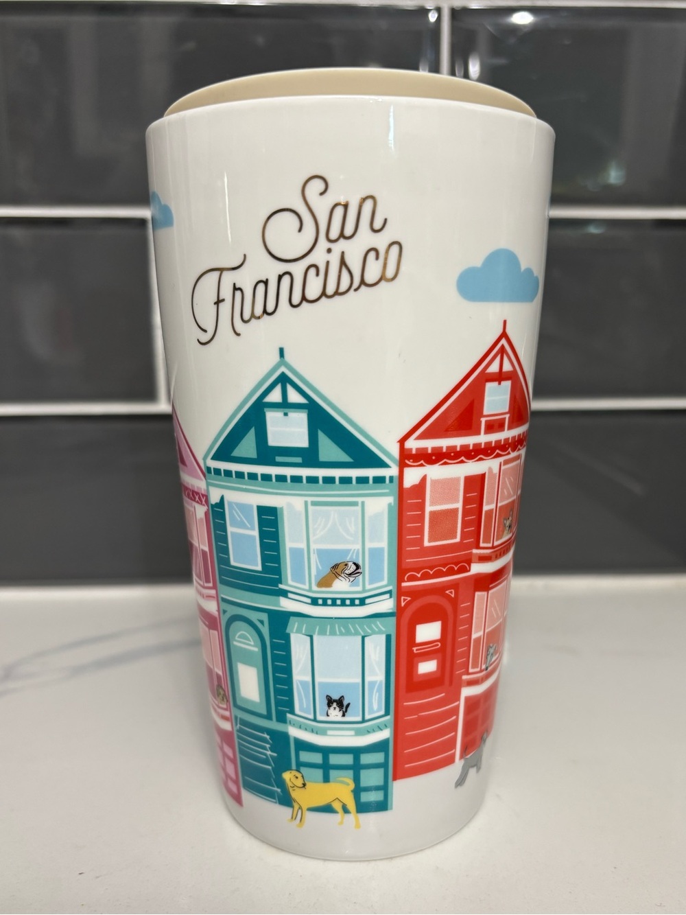 Starbucks San Francisco White Ceramic Traveler Tumbler 12oz New Unused